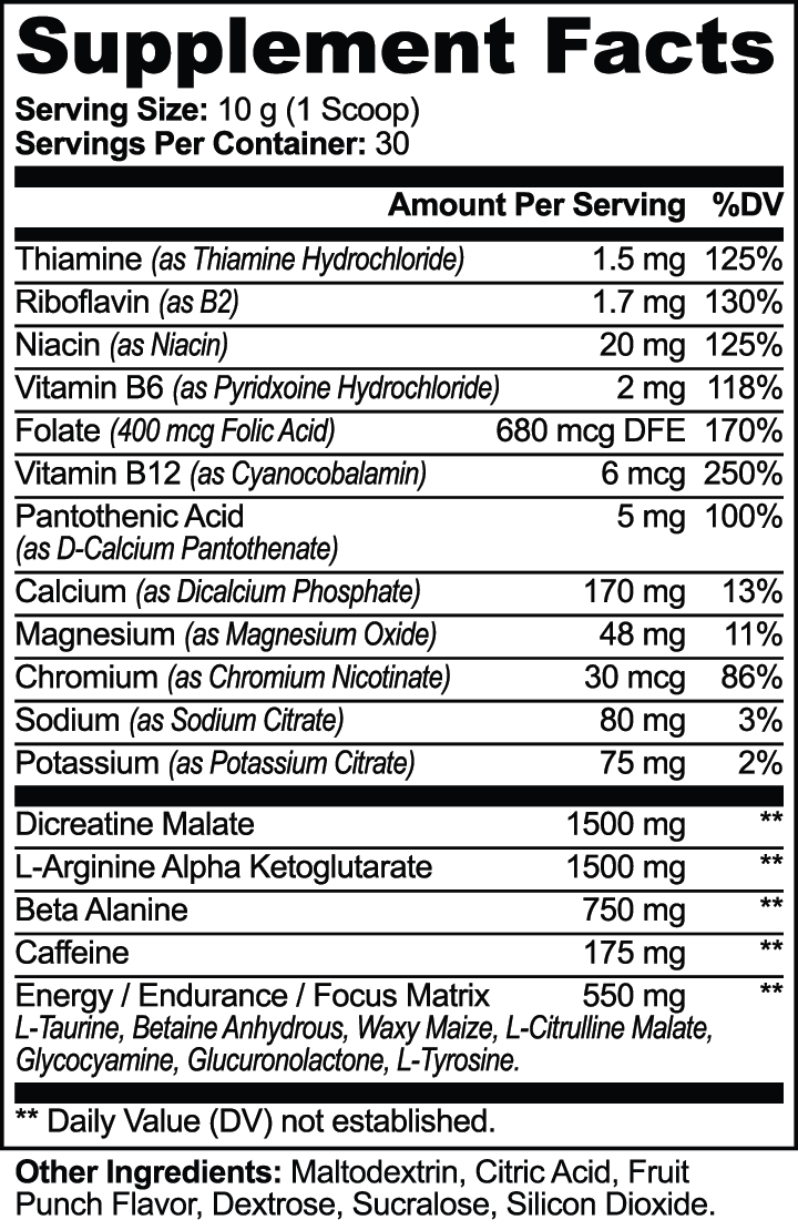 Nitric Shock Pre-Workout Powder (Fruit Punch)